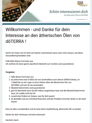 Formular für Öl-Müsterli